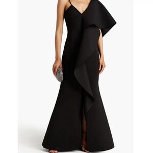 BADGLEY MISCHKA Black gown 
Draped Neoprene Gown In Black
Worn once.
595 retail